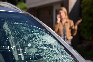 Window of car smashed